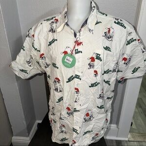 Mens Button Shirt Size 4X Holiday Christmas Pug Santa